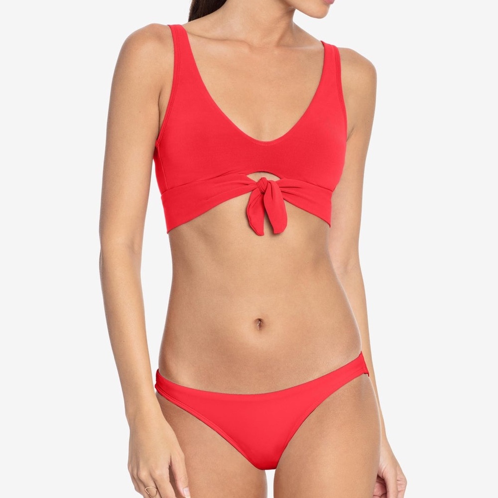 Robin Piccone Red Tie-Front Bikini Top